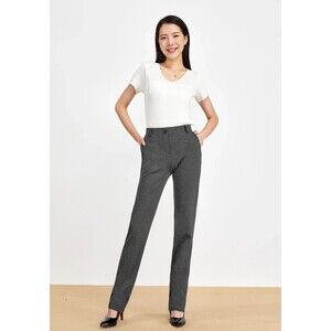 Tapata Pull On Dress Pants Women M Long Gray Straight Leg Ponte Knit Stretch NEW